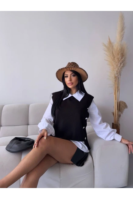 Gömlek Detay Triko Bluz