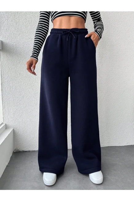 İki İplik Şardonlu Eşofman Altı Lacivert