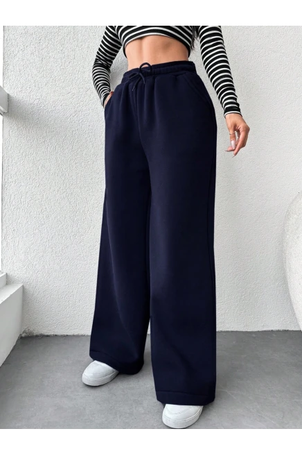 İki İplik Şardonlu Eşofman Altı Lacivert