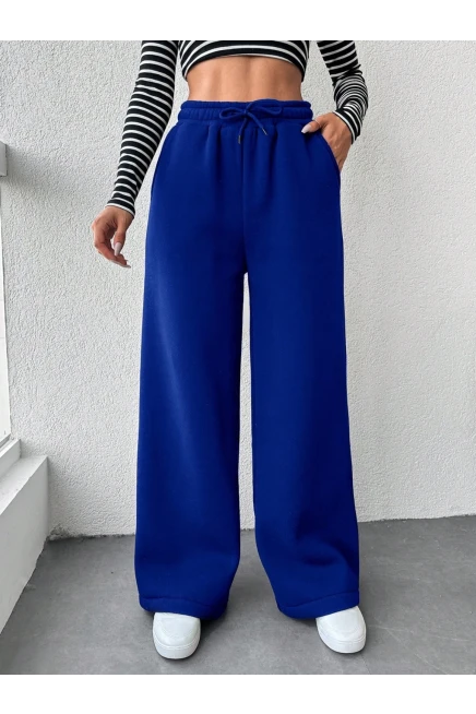 İki İplik Şardonlu Eşofman Altı Saks