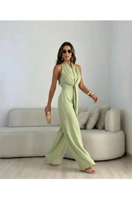 İthal Hürrem Kumaş Bağlama Detay Tulum YEŞİL