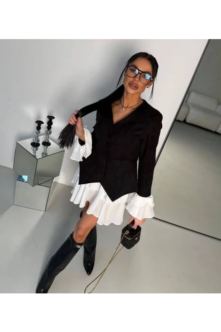 İthal Süet Kumaş Ceket ve Etek Takım