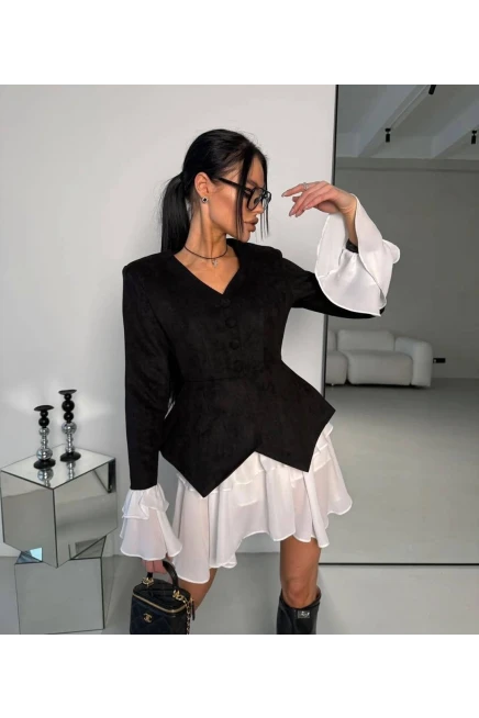 İthal Süet Kumaş Ceket ve Etek Takım