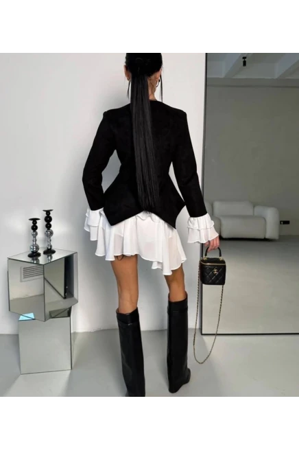 İthal Süet Kumaş Ceket ve Etek Takım