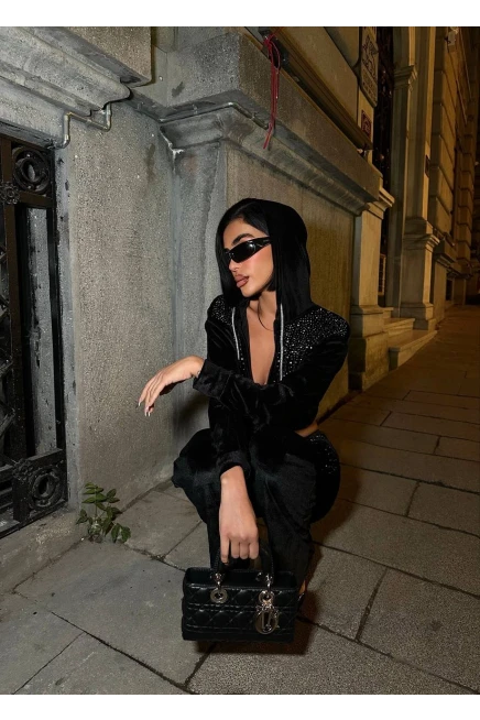 Kadife Taş Dizayn Eşofman Takım