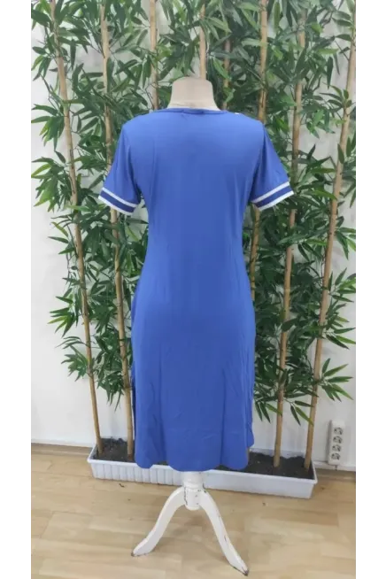 Kadın Kısa Kollu V Yaka Ve Yaka Ribana Detay Midiboy Viskon Elbise, 27055