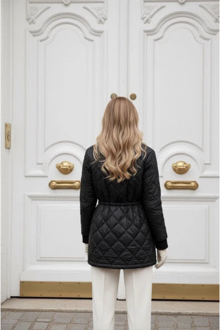 Kapitone Kaşe Detaylı Mont