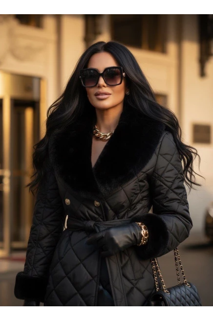 Kapitone Kürk Detaylı Kaban