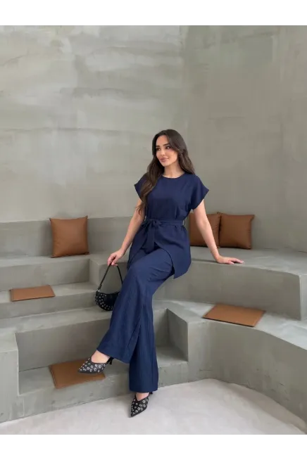 Lacivert Yarım Kol Tarak Boşluğu Takım