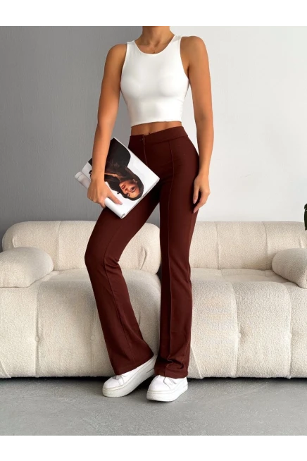 Likralı Çimalı Pantalon