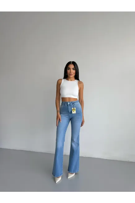 Likralı İspanyol Paça Flare Jeans