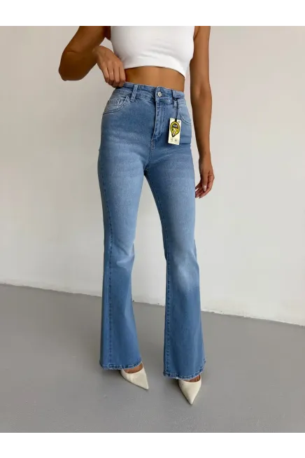Likralı İspanyol Paça Flare Jeans