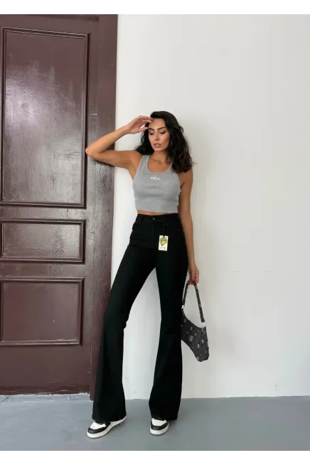 Likralı İspanyol Paça Flare Jeans