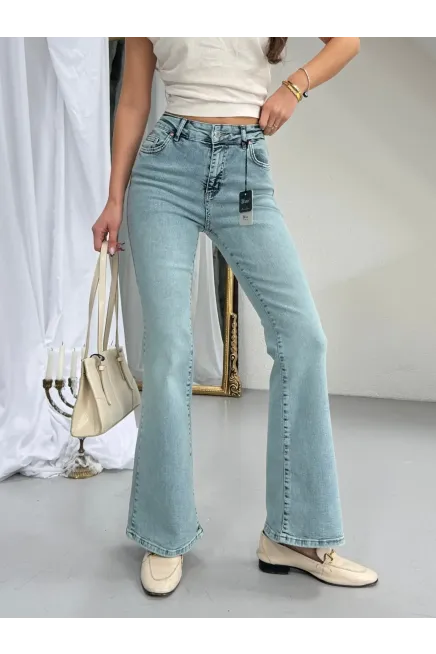 Likralı İspanyol Paça Flare Jeans
