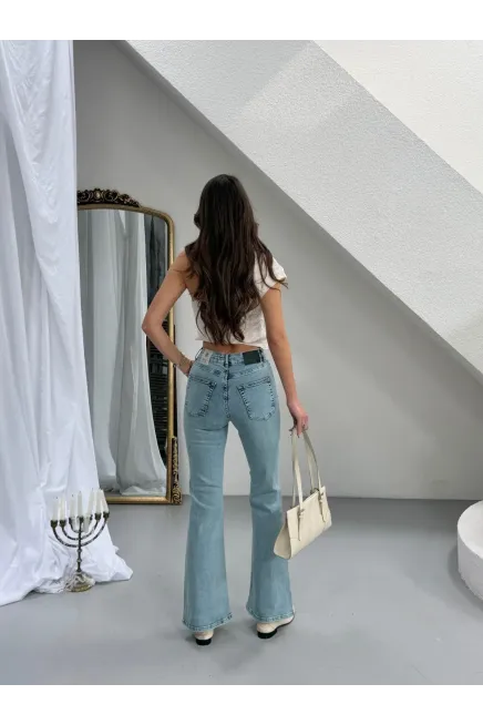 Likralı İspanyol Paça Flare Jeans