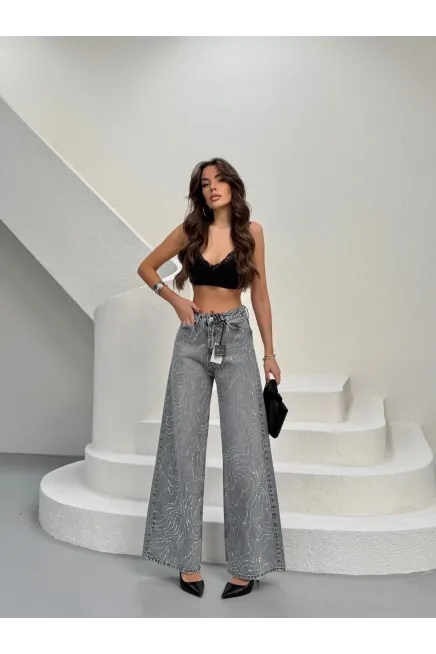 Likrasız Baggy Jeans Gri