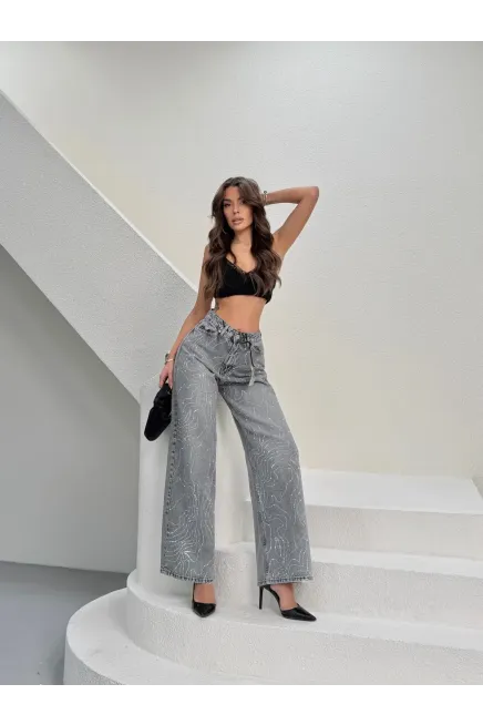 Likrasız Baggy Jeans Gri