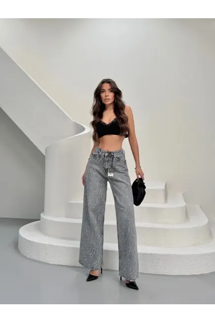 Likrasız Baggy Jeans Gri