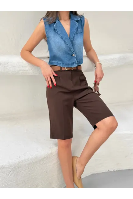 Lİkrasız Denim Yelek