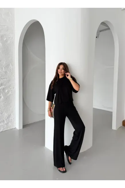 Modal Kumaş Alt Üst Kısa Kol Basic Takım Siyah