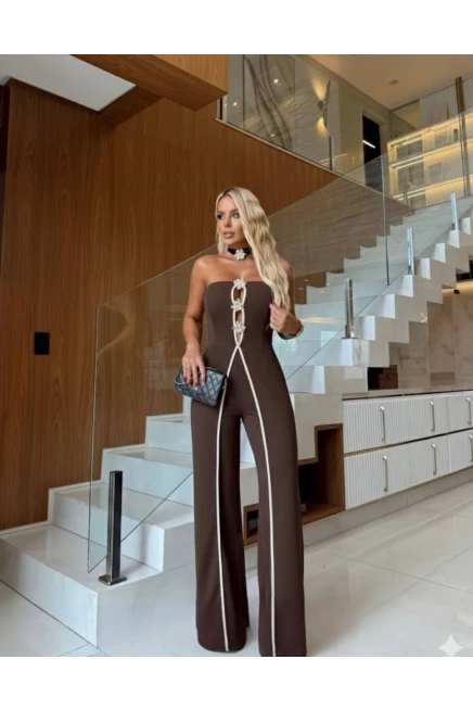 Modal Kumaş Yıldız Aksesuarlı Tulum