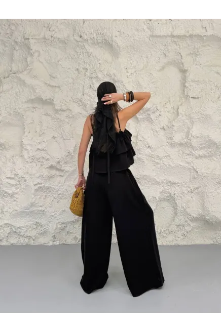 Müslin Kumaş Pantalon ve Askılı Bluz Alt Üst Takım