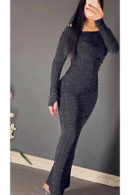 Oysho Modal Kumaş Taş Detaylı Maxi Elbise