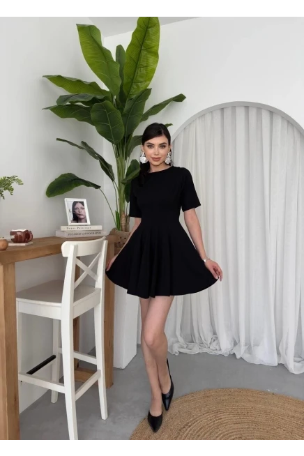 Pileli Mini Elbise