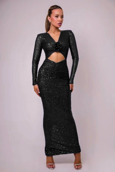 Pulpayet Kumaş Full Astarlı Maxi Boy Elbise