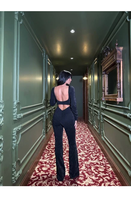 Simli Scuba Kumaş Sırt Detay Tulum