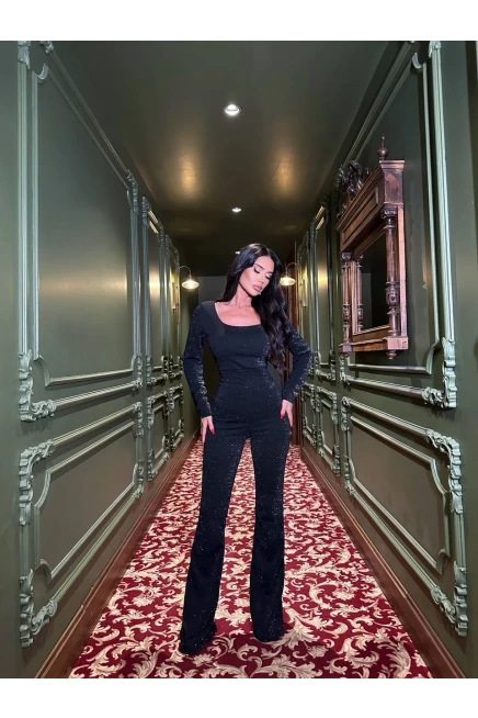 Simli Scuba Kumaş Sırt Detay Tulum