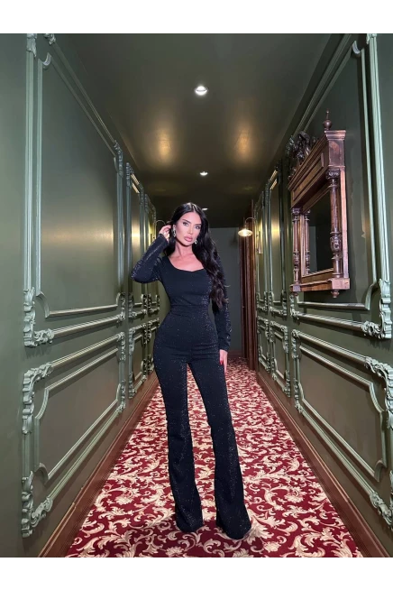 Simli Scuba Kumaş Sırt Detay Tulum