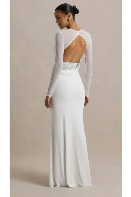 Sırt Dantel Detaylı Maxi Boy Elbise