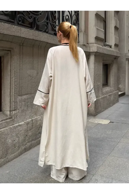 Siyah Çizgi Detaylı Kimono Pantalon Takım