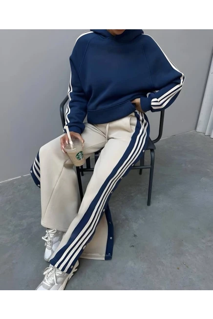 Skuba Kumaş Yanları Çıtçıtlı Takım Lacivert