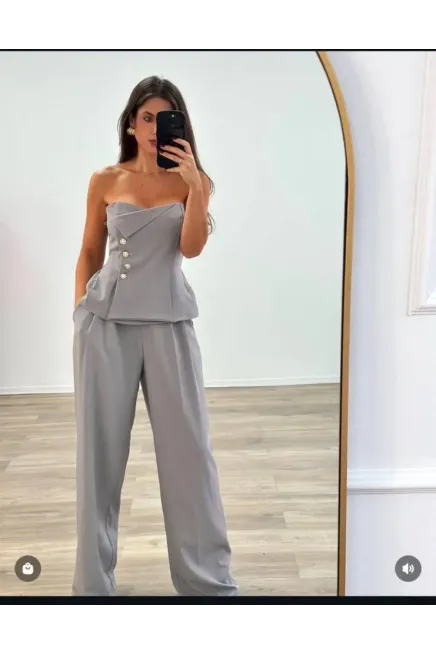 Straplez Bluz ve Pantalon  Alt Üst Takım