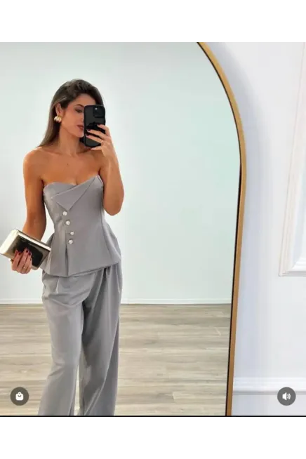 Straplez Bluz ve Pantalon  Alt Üst Takım