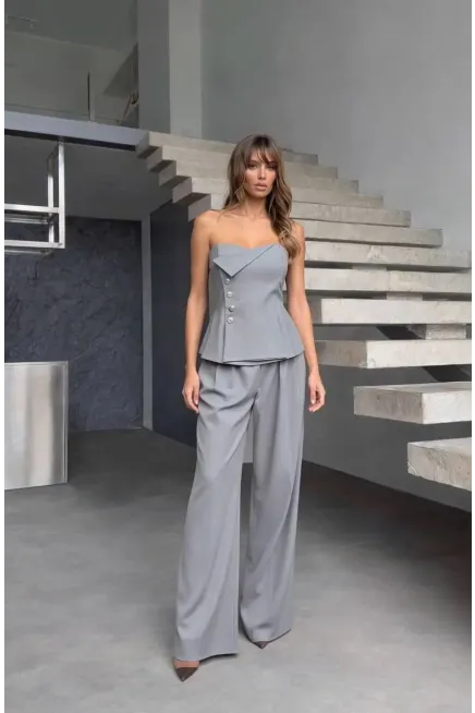 Straplez Bluz ve Pantalon  Alt Üst Takım