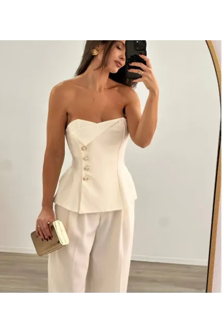 Straplez Bluz ve Pantalon  Alt Üst Takım