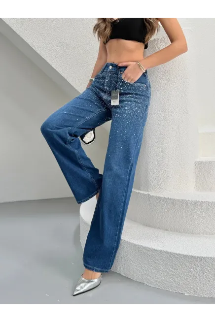 Taşlı Straight Fit Jeans