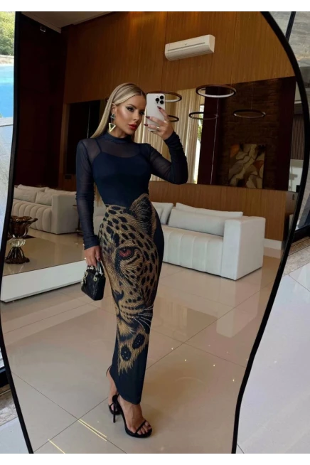 Tül Kumaş Dijital Baskılı İç Elbise Astarlı Takım