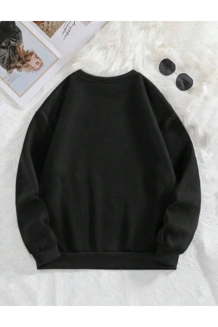 Yazı Baskılı Oversize Üç İplik Sweatshirt