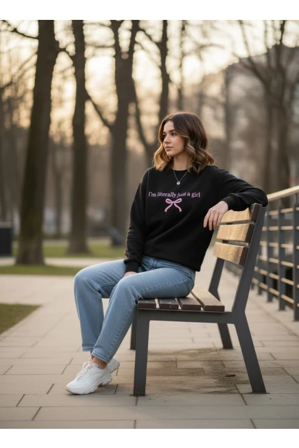 Yazı Baskılı Oversize Üç İplik Sweatshirt