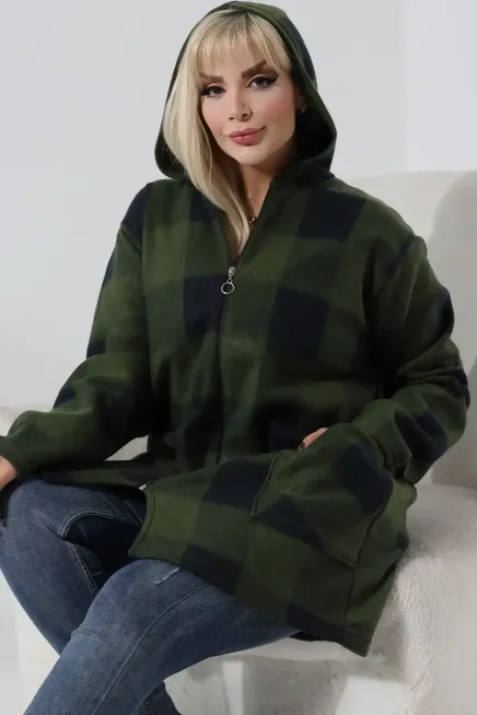 Büyük Beden Polar Sweatshirt-bykbdn-1002Haki