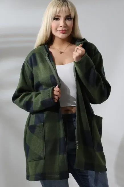 Büyük Beden Polar Sweatshirt-bykbdn-1002Haki