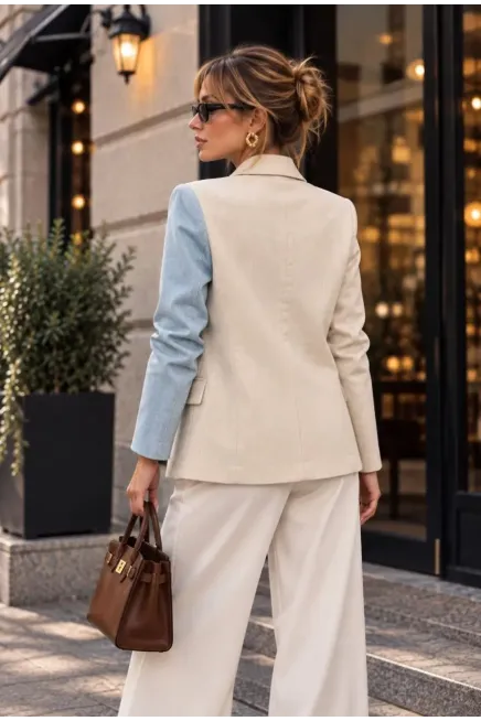 Denim Garnili Gabardin Ceket