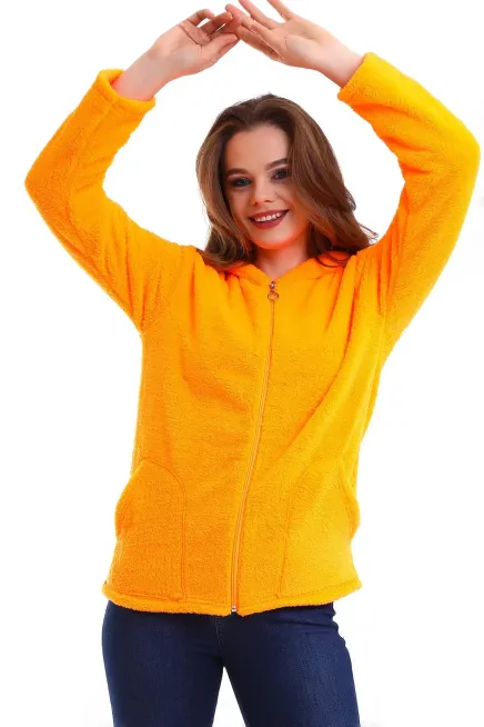 Fermuarlı Neon Polar Sweatshirt-noswet-1001Turuncu