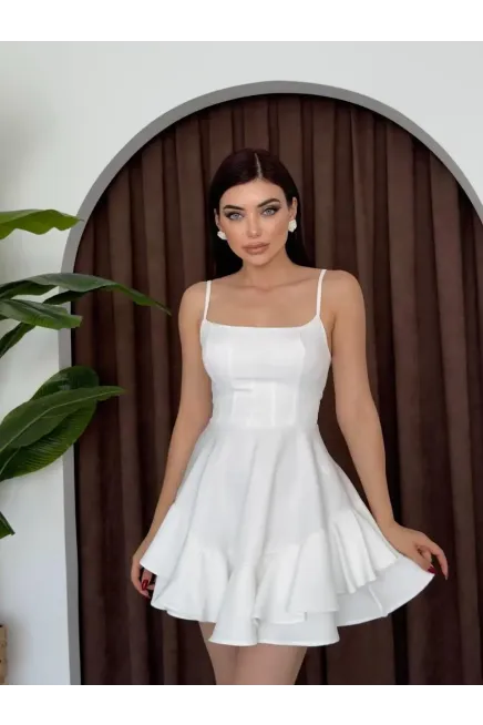 İp Askılı Mini Elbise Beyaz