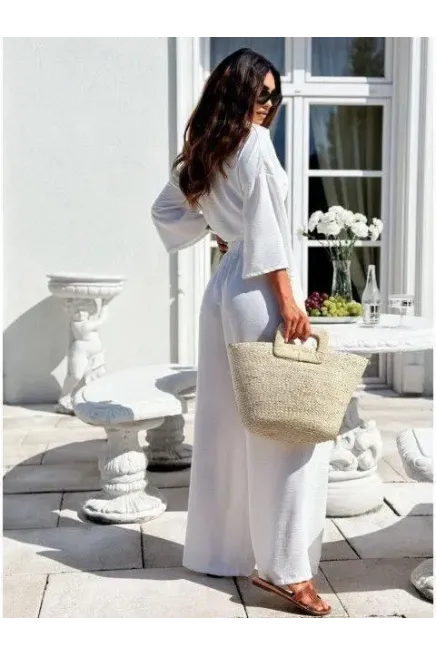 İthal Keten Pantalon Gömlek Bluz-2212-byz - 2