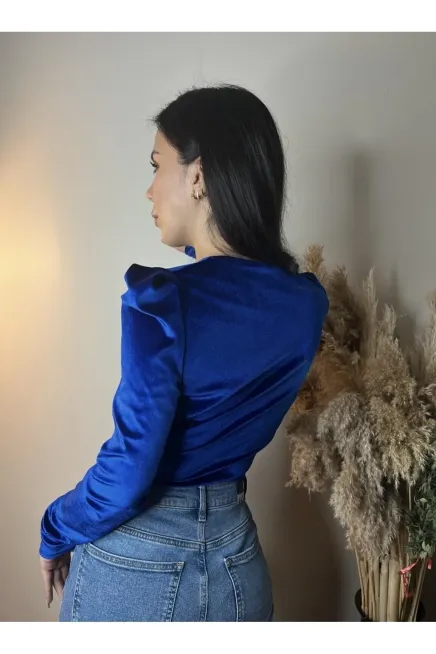 Kadife Kruvaze Alttan Çıtçıtlı Bodysuit-0115-snmSaks - 3